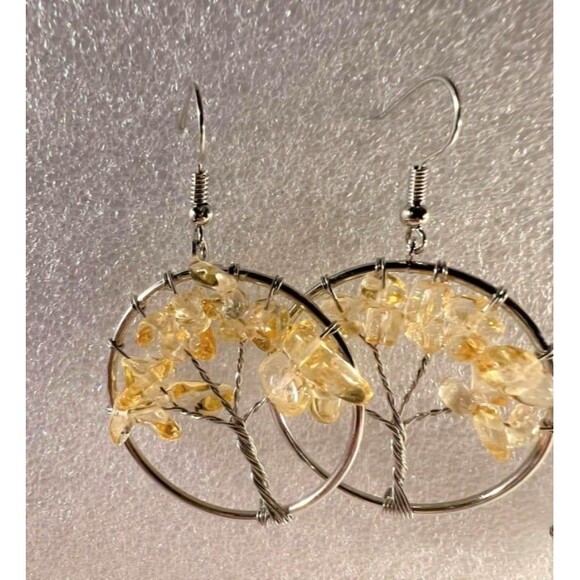 Gemstone Tree of Life Earrings -Multiple Stones Available - Your Choice - Picture 2 of 7